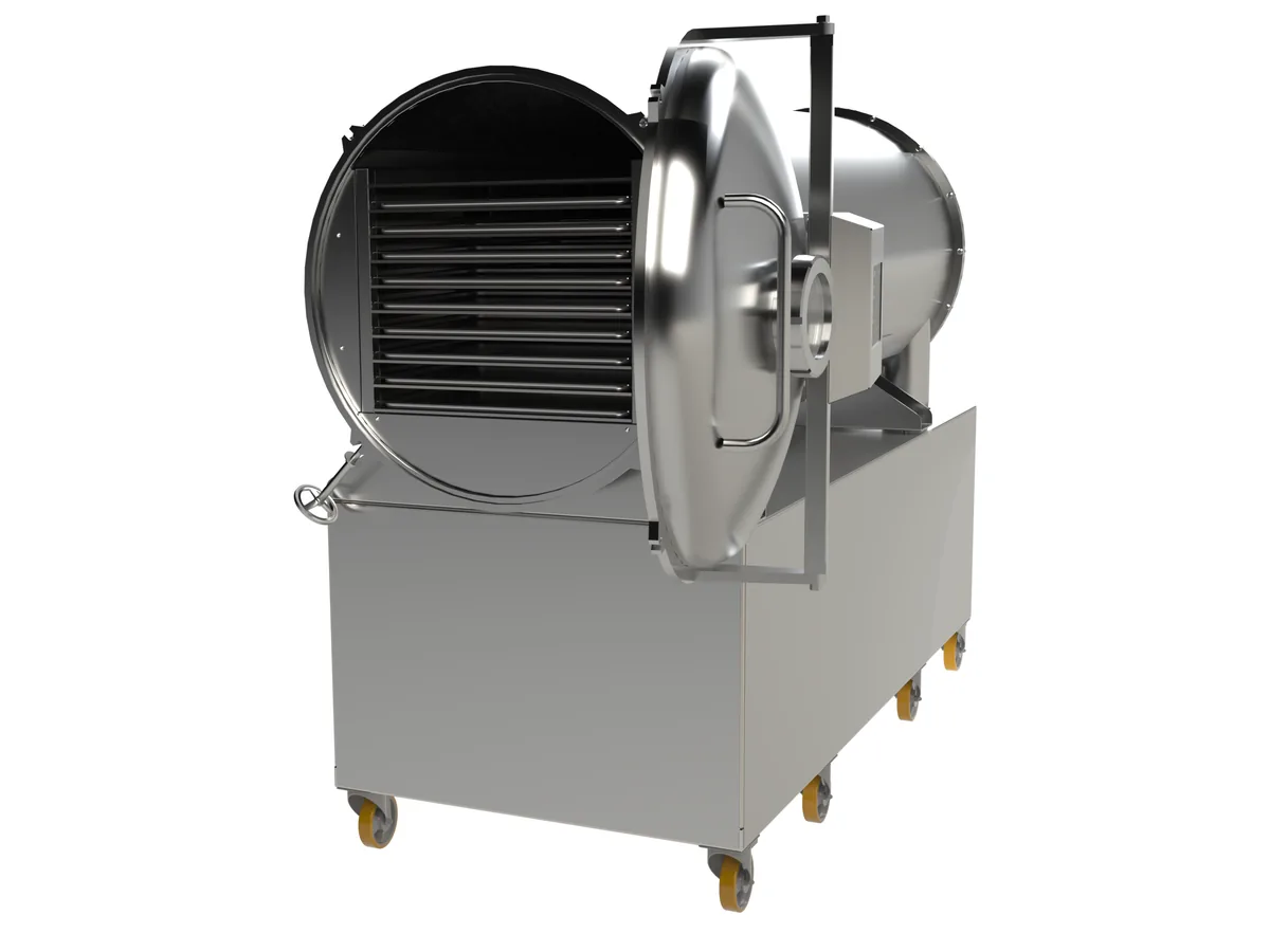 LEO-130 freeze dryer — drying chamber and shelves with the door open