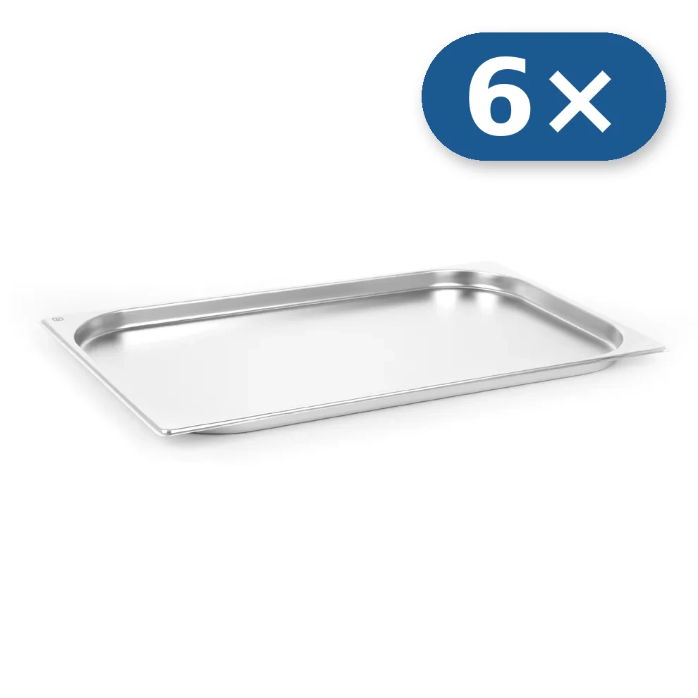 6× Tabuleiro de aço inoxidável GN 1/1 20 mm para LEO-010