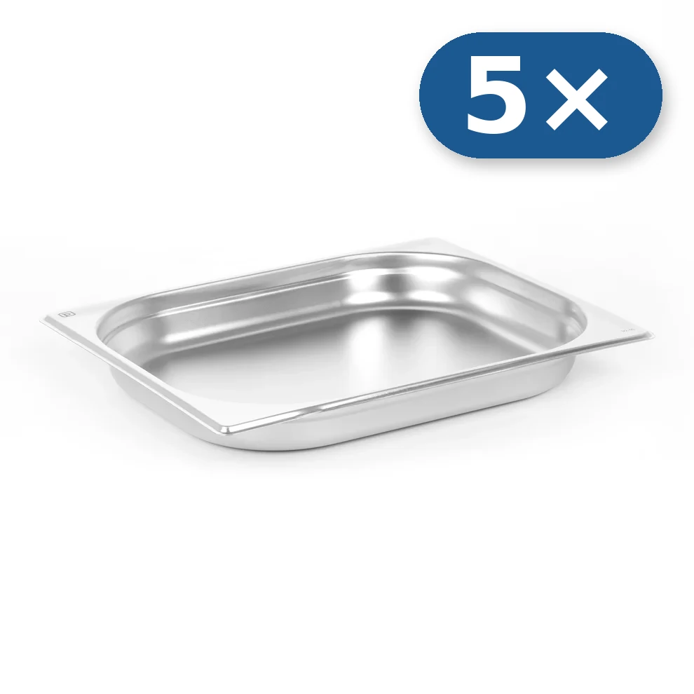 5× Tabuleiro de aço inoxidável GN 1/2 40 mm para LEO-004