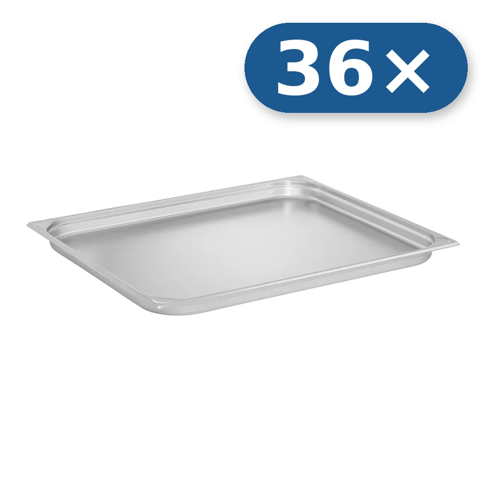 36× Tabuleiro de aço inoxidável GN 2/1 40 mm para LEO-130
