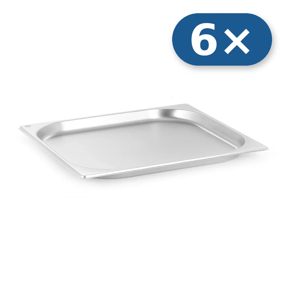 6× Tabuleiro de aço inoxidável GN 2/3 20 mm para LEO-007