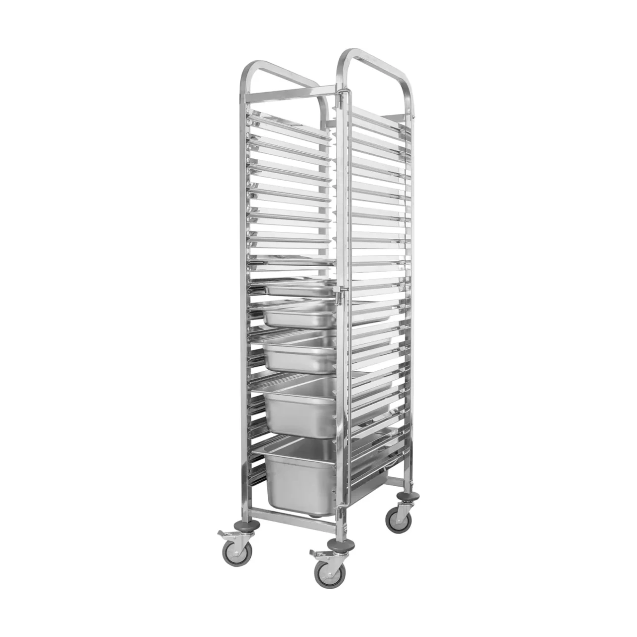Carro de transporte de aço inoxidável 16×GN 1/1